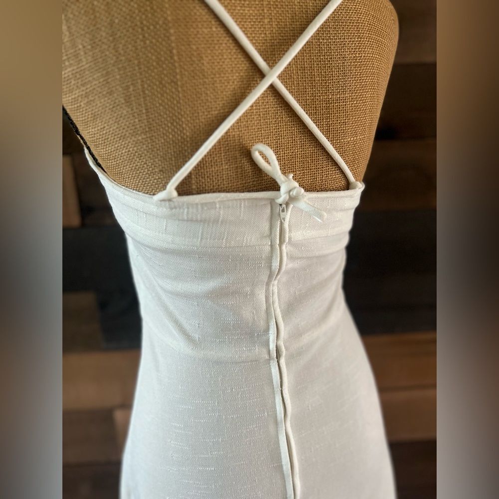 Vintage White Adjustable Strap MIDI Dress Formal Wedding - Picture 5 of 10